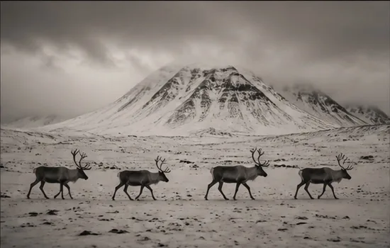 Animals on a snowy plain